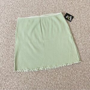 🆕 NWT Mint Green Stretchy Ribbed Cotton Mini Skirt